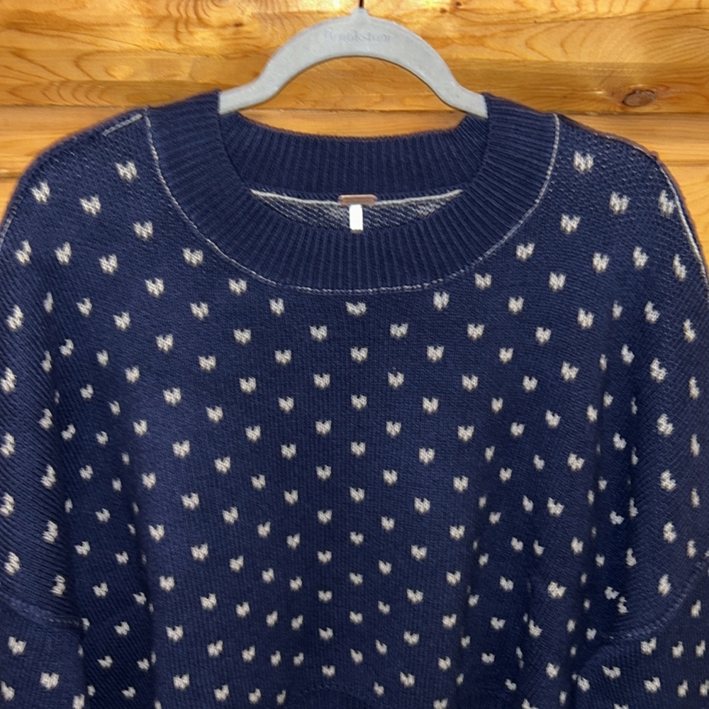 Free People NWT Easy Street Patterned Crop Size Large in Navy Combo - Picture 8 of 12